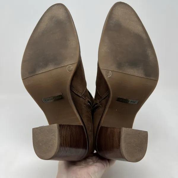 Gianni Bini Tovyy Booties Brown Suede Leather Block Heel Zip Up Women’s Size 7.5 - Image 13