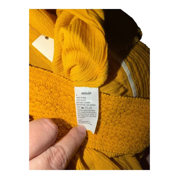 Aerie Mustard Flowy Pull On Shorts, Large - Image 6