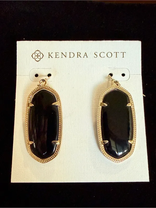 Kendra Scott Black Gold Iridescent Large Danielle Drop Earrings RARE - Image 2