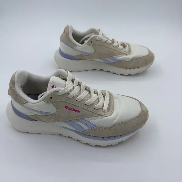 Reebok Classic Nylon Women's Sneaker Running Shoe Athletic Cream & Purple - Image 2