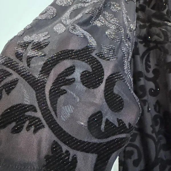 Adrianna Papell Size-22W Black Dress Glitter Velvet Faux‎ Wrap Cocktail - Image 9