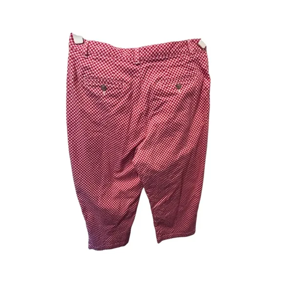 Lee Women's Red & White Gingham Check Capri Pants Cropped Size 12 - Image 3