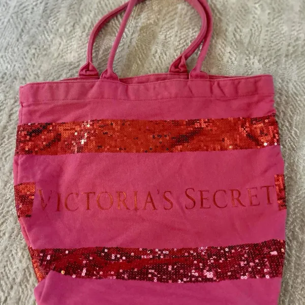 Victoria’s Secret Hot Pink W/Red Sequins Tote Bag Large - Image 4