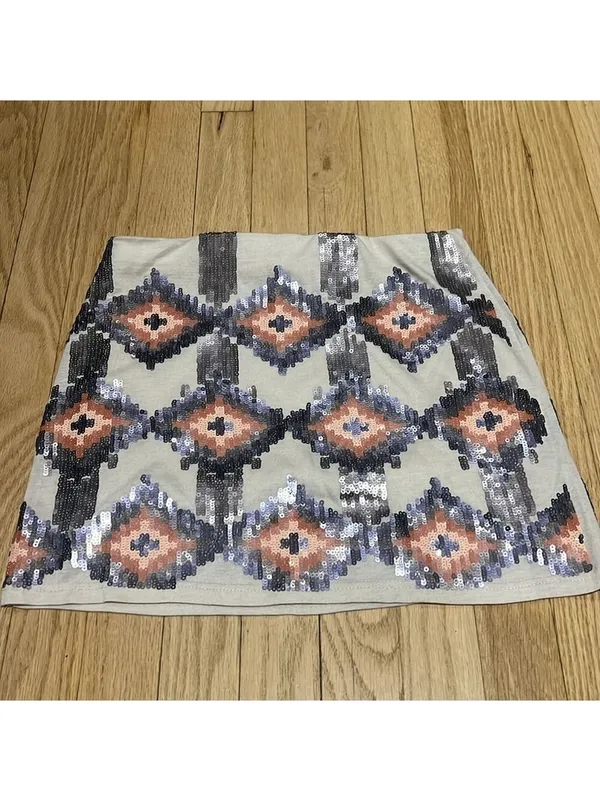 Love Marks Ivory Sequined Mini Skirt - Image 8