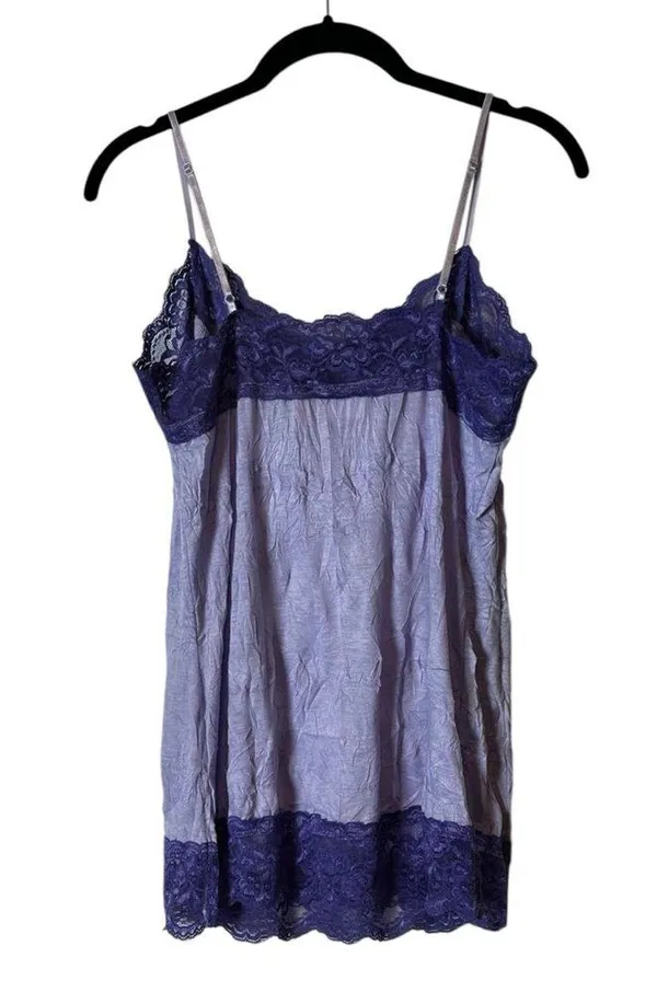 Xhilaration Vintage Cami Tank Top Lace Trim Purple Y2K Grunge Coquette Size Large - Image 5