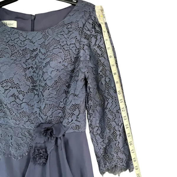 JJs House Evening Dress 8 Stormy Blue 3D Floral Cascading Ruffles Wedding 271457 - Image 12