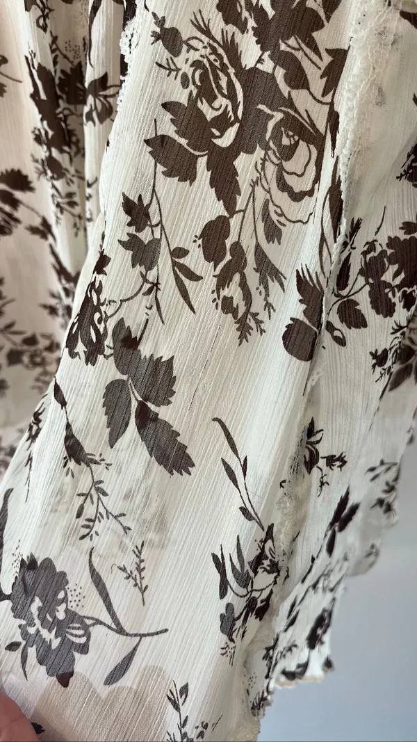 Vintage Y2K Brown Floral Fairy Grunge Hanky Hem Lace Tank Top Large - Image 7