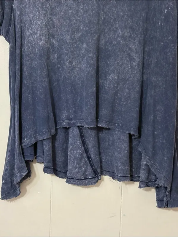 We The Free Free People Mineral Wash Oversized Tunic Tee Blue XS/S Boho - Image 3