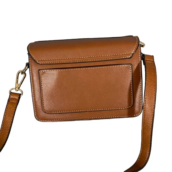 Brown Faux Leather Square Camera Crossbody Messenger Bag Women - Image 2