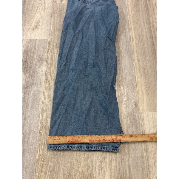Zara Womens Wide Leg High Rise Jeans Medium Blue Cotton Denim Size 6 - Image 9