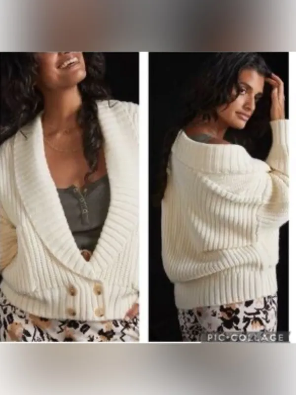 Anthropologie Cream Cardigan Size M - Image 2