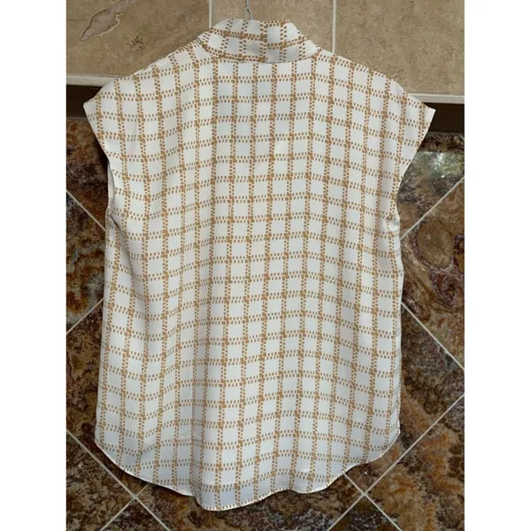 POLISHED PROFESSIONAL | Ann Taylor Bow Neck Windowpane Blouse S - Image 4