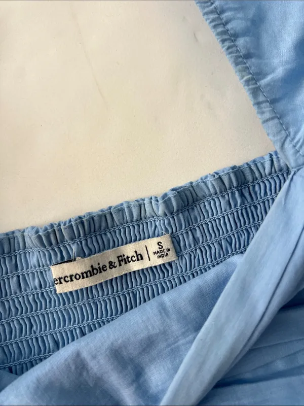Abercrombie and Fitch Emerson Poplin Puff Sleeve Mini Dress in Powder Blue Small - Image 6