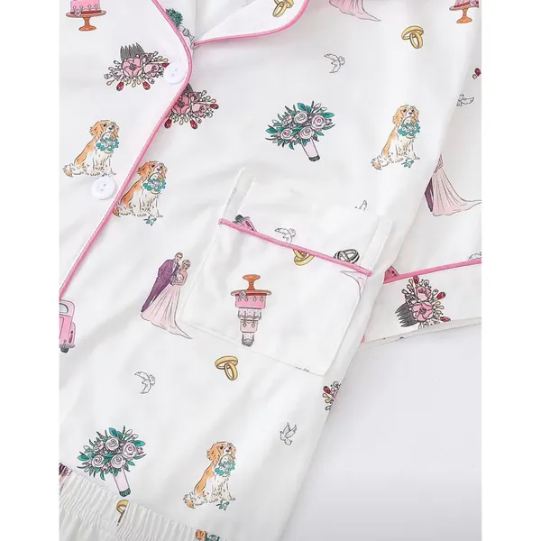 Women's 2-Piece Wedding Print Sleepwear Set Short Sleeve Shorts Extra Large - Image 5