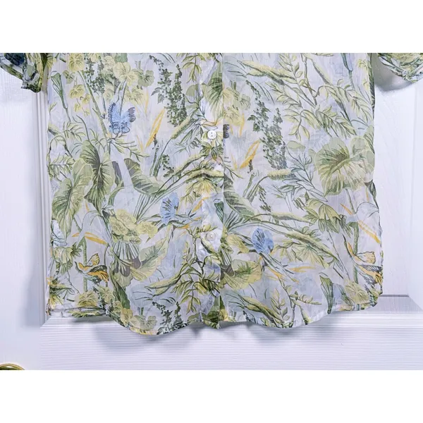 Abercrombie Womens Sheer Floral Button Up Shirt Size XS Green Resort Tropical - Image 6