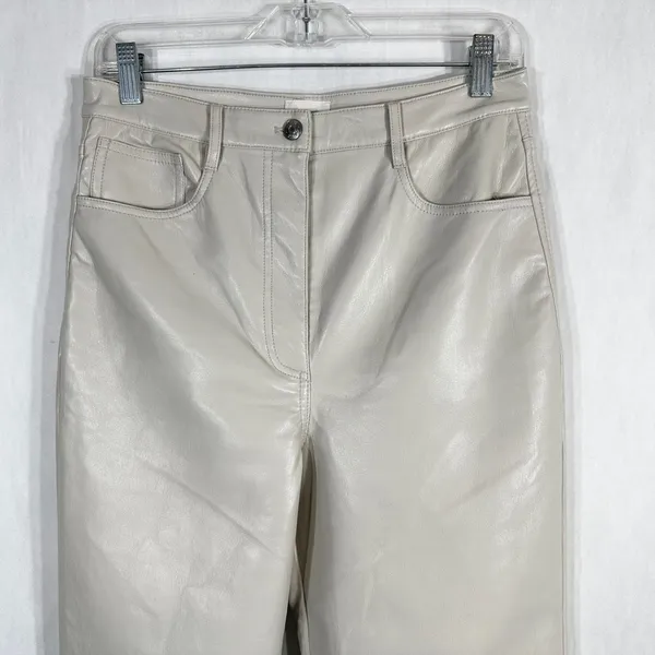 Wilfred Size 10 Faux Leather Pants‎ White Straight Solid High Rise Flawed 1692 - Image 3