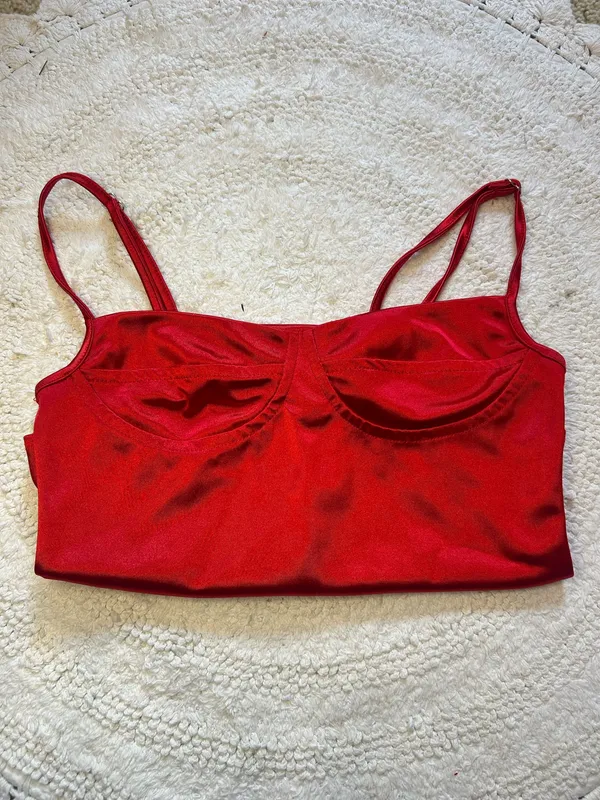 Red silk body suit Size XS - Image 2