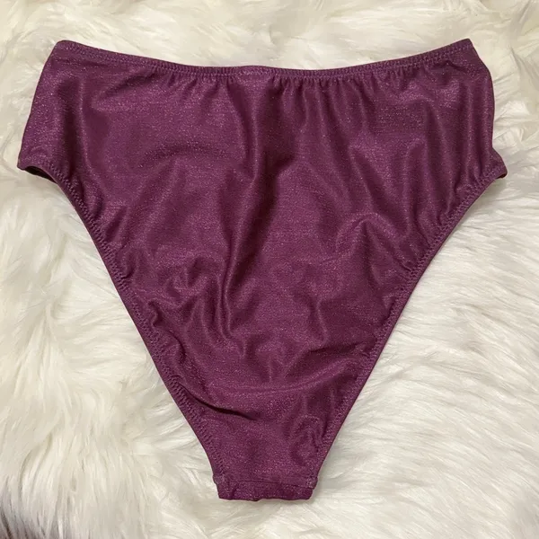 💙💖 NWT Gottex Luma High End‎ High Waist Metallic Purple Swim Bikini Bottom - Image 3