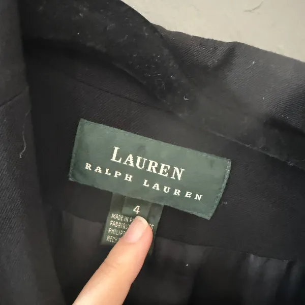 Lauren Ralph Lauren‎ Black Wool Blend 3-Button Longline Blazer Coat 4 Old Money - Image 6