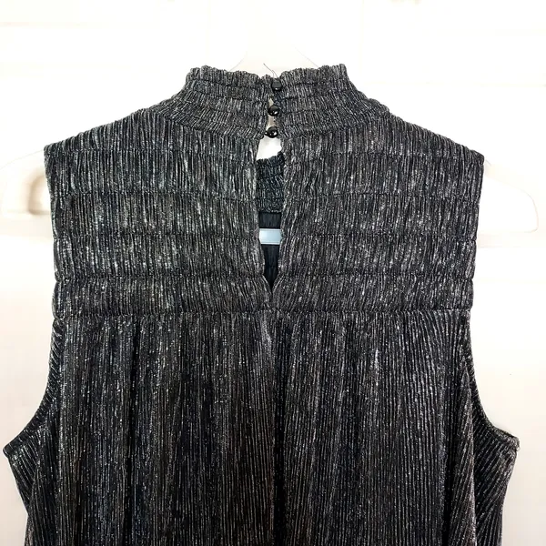Nine West Black Silver Metallic Lined Sleeveless Party Shift Dress Size Large - Image 9
