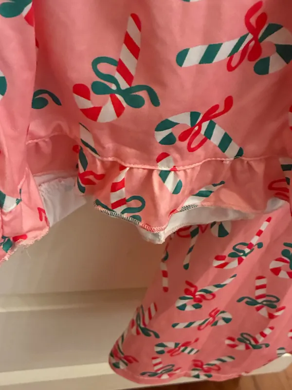 Candy Cane Christmas Pjamas Frill Shors Set Small - Image 8