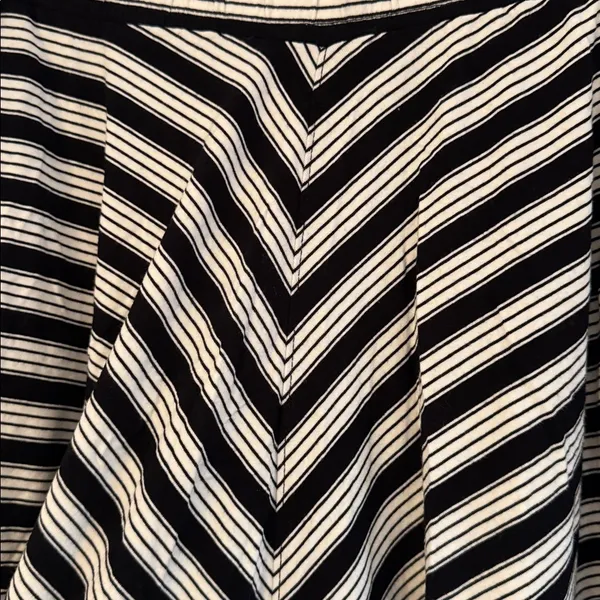 LOFT Black and White Striped Skater Skirt with Pockets Size Small - Image 2