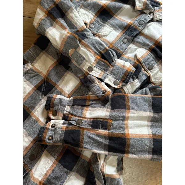 Duluth Trading‎ Co Women Sz Medium Long Sleeve Snap Button Flannel Shirt Country - Image 9