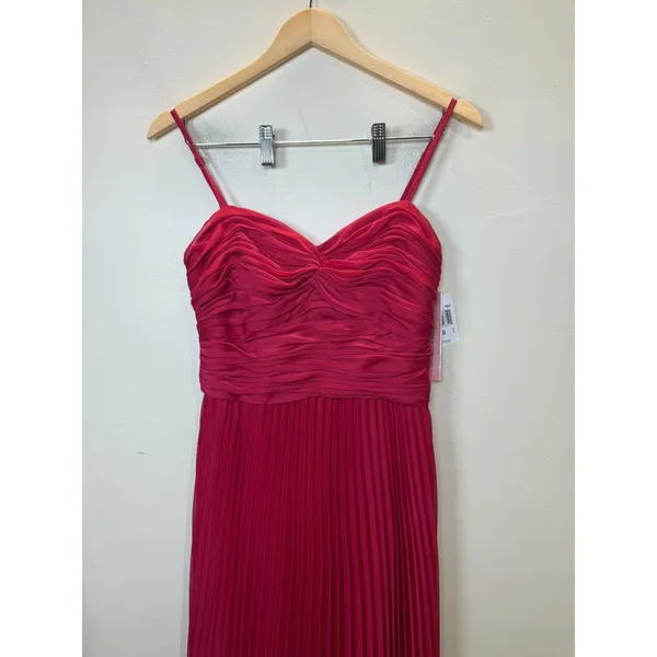 AQUA Formal Gown Women 0 Red Pleated Ruched Sweetheart Neckline Maxi Dress - Image 5