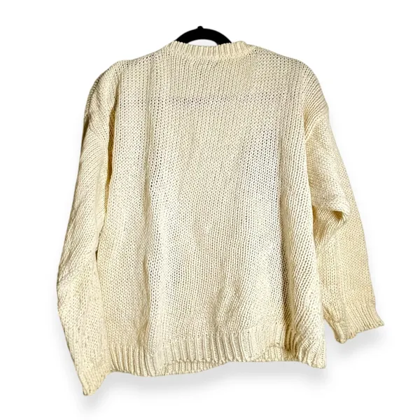 VINTAGE Currants 90's M Academia Granny Hand Knit Argyle Cardigan Sweater Prep - Image 4