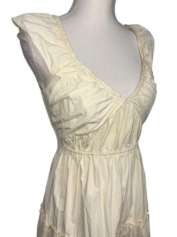 Derek Lam 10 Crosby x RTR Tiered V-Neck Dress in Butter yellow 4 Womens - Image 5