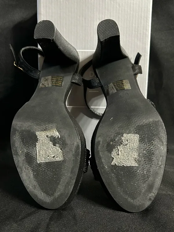 David’s Bridal Women’s Black Rhinestone Prom Party Dress Heels In Box SZ 7.5 - Image 9