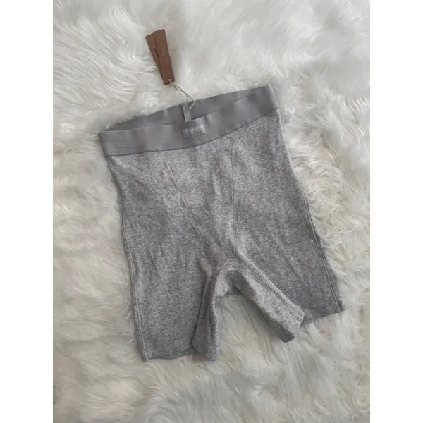 Skims Cotton Rib Boxer Light Heather Grey Size Small - Image 3