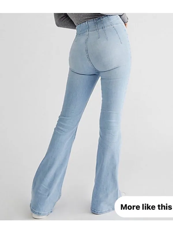 Free People We the Free Jayde Super High Rise Flared Jeans Light Wash Sz 31 - Image 2