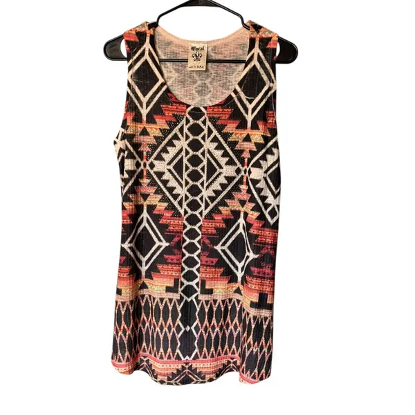 Vocal Women's Sleeveless Designed Tan & Black Top - Image 2