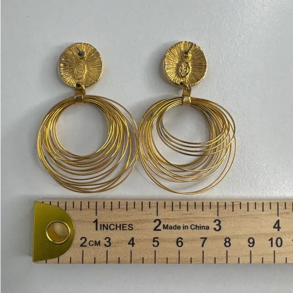 Vintage 1980s–1990s Couture Gold Tone Wire Chandelier Statement Earrings - Image 11