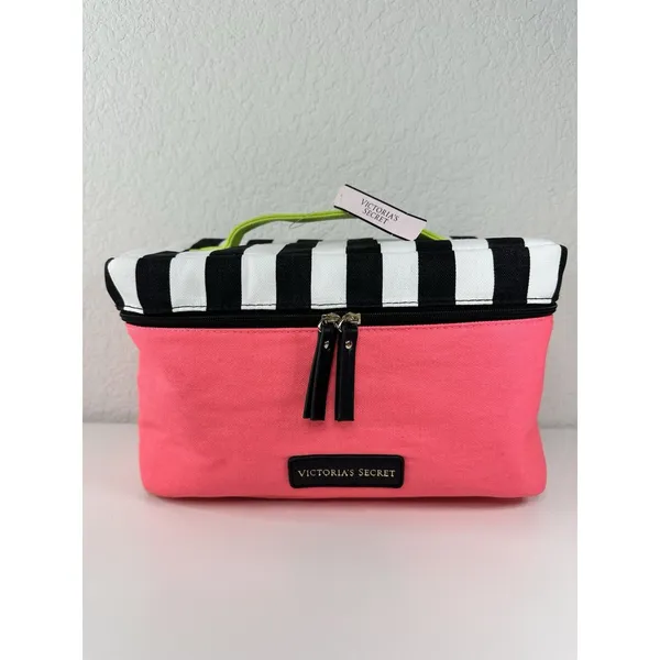 Victoria’s Secret Travel Case Pink Black Stripe Sexy Little Things NWT Gift - Image 3