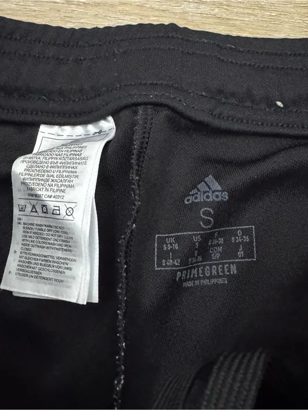 Adidas Black Track Pants with Gray Side Stripes - Image 4