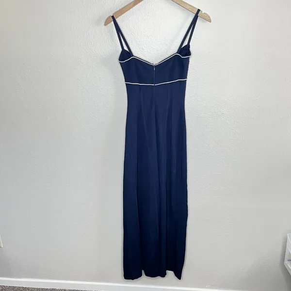 Herve Leger 90s Navy Blue Bandeau Top Stretch Bodycon Maxi Dress S - Image 8