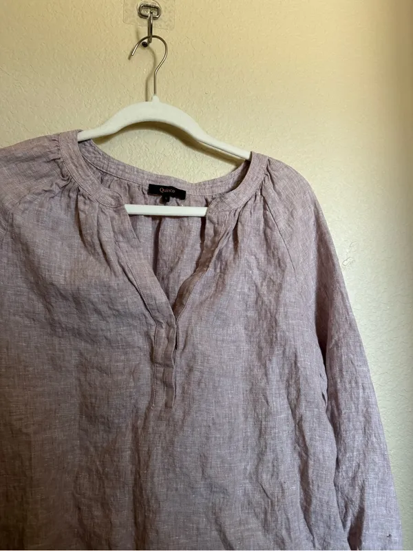 Quince 100% European linen peasant top sz large vintage pink chambray - Image 5
