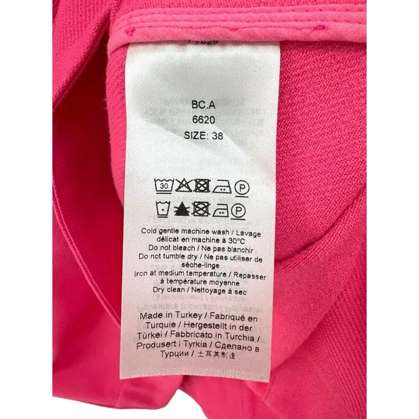 GANNI Hot Pink Mini Dress V-Neck Short Sleeve A-Line Scandi Chic Size 38 US‎ 6 - Image 5