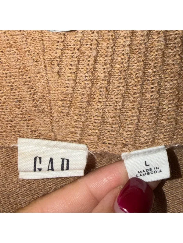 GAP Camel Brown Open Front Cardigan Large - Image 5