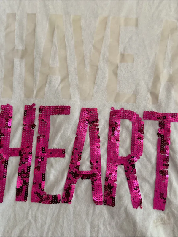 Victoria's Secret 2000s vintage style white & pink sequin Have A Heart graphic tee - Image 9