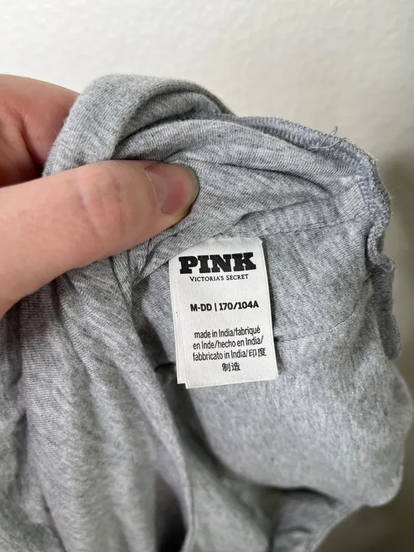Victorias Secret Pink Gray Underwire Long Sleeve Crop Top Size Medium - Image 5