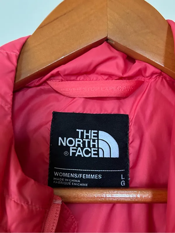 The North Face Women's Puffer Coat 700 Down Fill Hooded Jacket Pink Hood Large - Image 5