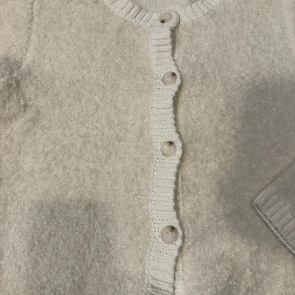 La Lavon Women’s Large Ivory Button Down Wool Blend Cardigan Sweater NWOT - Image 3