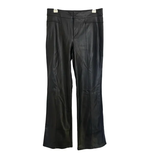 Free People We The Free Black Uptown High Rise Faux Leather Flare Pants 8 - Image 2