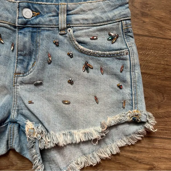 ZARA Trafaluc Embellished Denim Shorts - Image 4