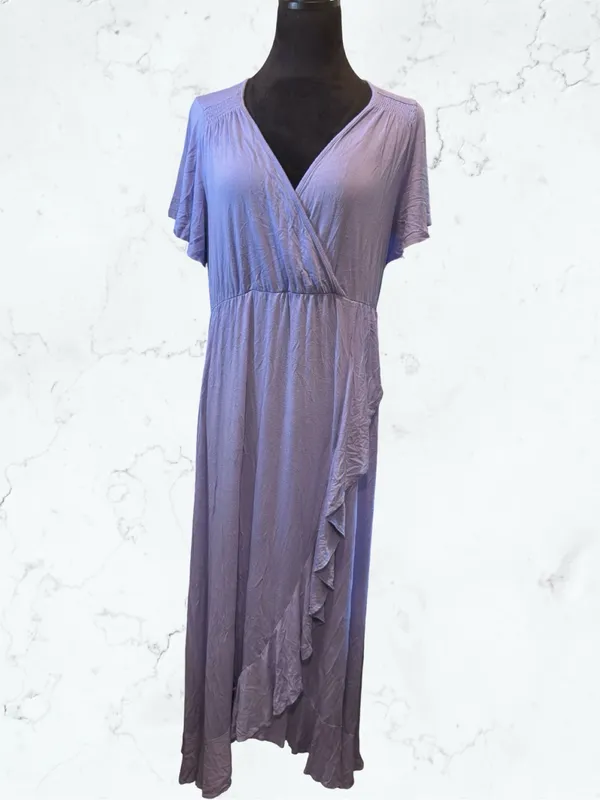 ISABEL MATERNITY Ruffle Maxi Dress Romantic Boho Nursing Friendly Lavender‎ M - Image 2