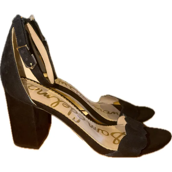Sam Edelman Odila Womens Sandals Black Scalloped Ankle Strap Heel 10M - Image 2