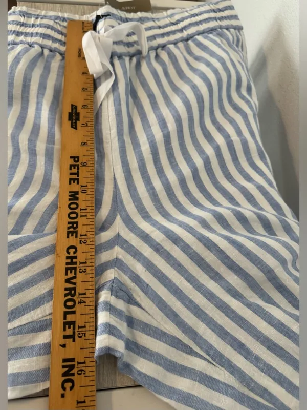 J Crew Wide Leg Cropped Linen Pant Pull On Striped Coastal Relaxed NWT XL T - Image 7